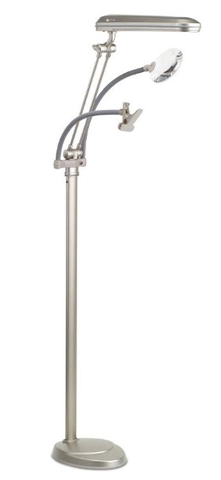 OttLite 3-in-1 Adjustable-Height Craft Floor Lamp with Magnifier