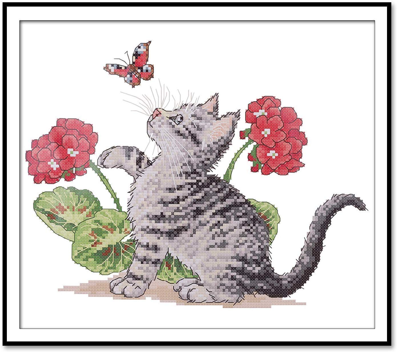 cRAFTILOO cats cross stitch kits for beginners. 5 stamped cross stitch kits  for kids.needlepoint kits