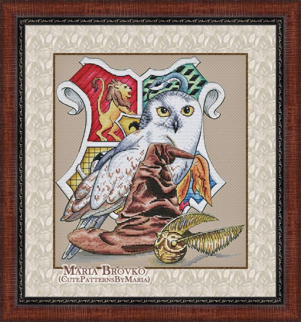 HARRY POTTER cross stitch kit COMPLETE 30x40cm color coded, STAG