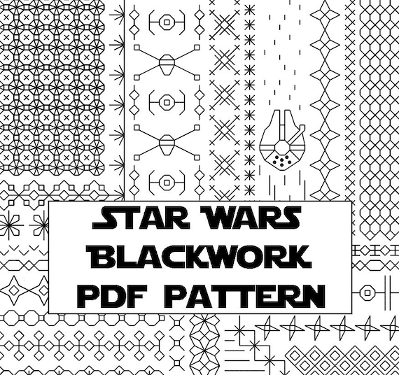 Star Wars Blackwork Embroidery Pattern | Digital Cross-Stitch PDF Pattern | Nerdy...