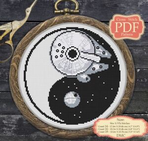 YinYang - Death Star Millenium Falcon Embroidery Cross stitch PDF pattern #005